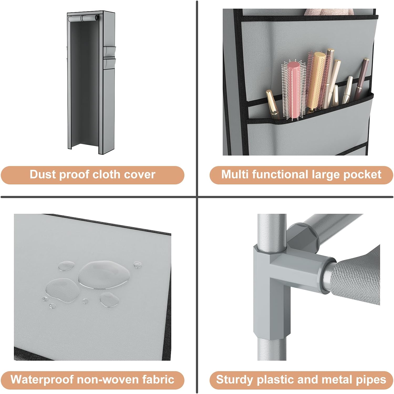 VTRIN 10 Tier Vertical Narrow Shoe Rack Organizer Tall Free Standing Grey