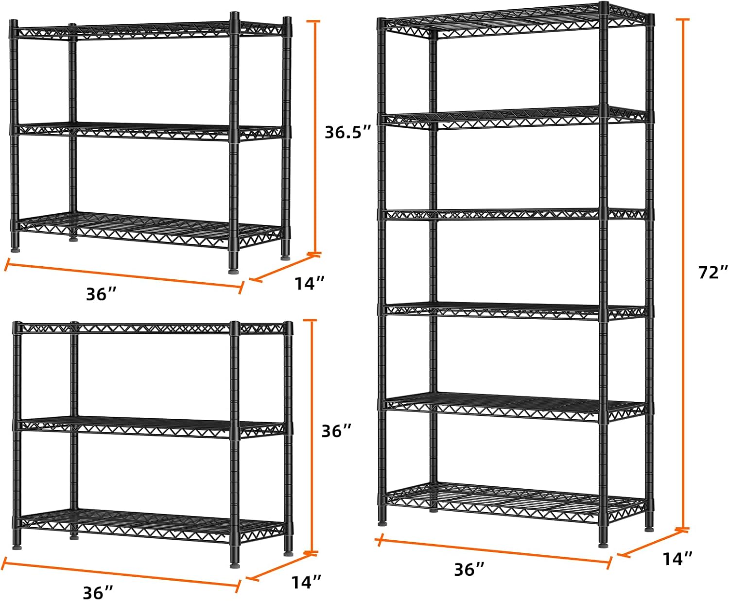 6 Tier Metal Shelf Organizer Storage Unit Black