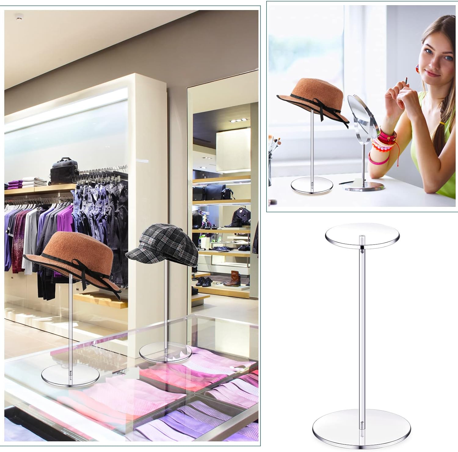 Chunful 4 Set Acrylic Hat Stand Display Rack