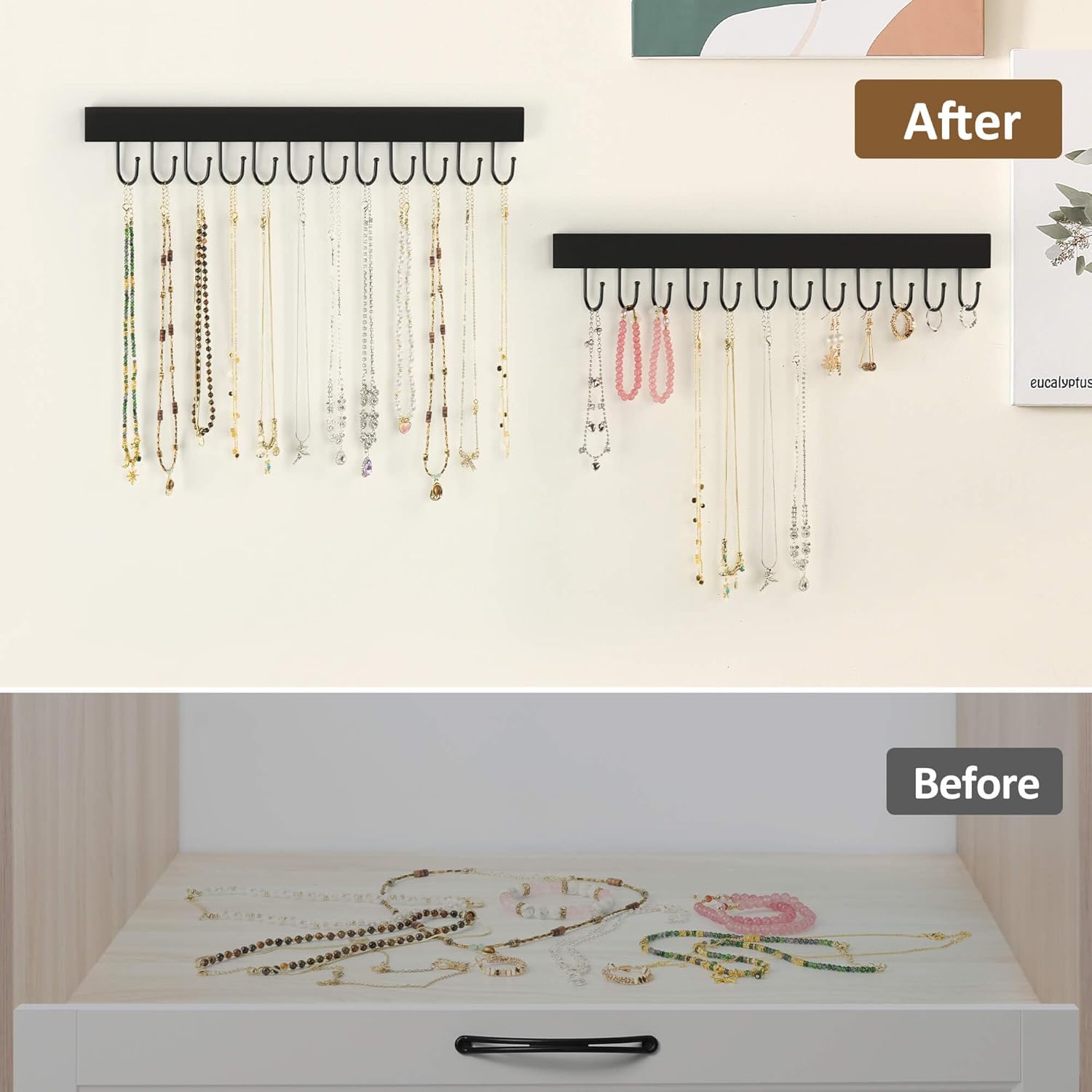 ZEDODIER 2 Pack Wall-Mount Jewelry Organizer Set