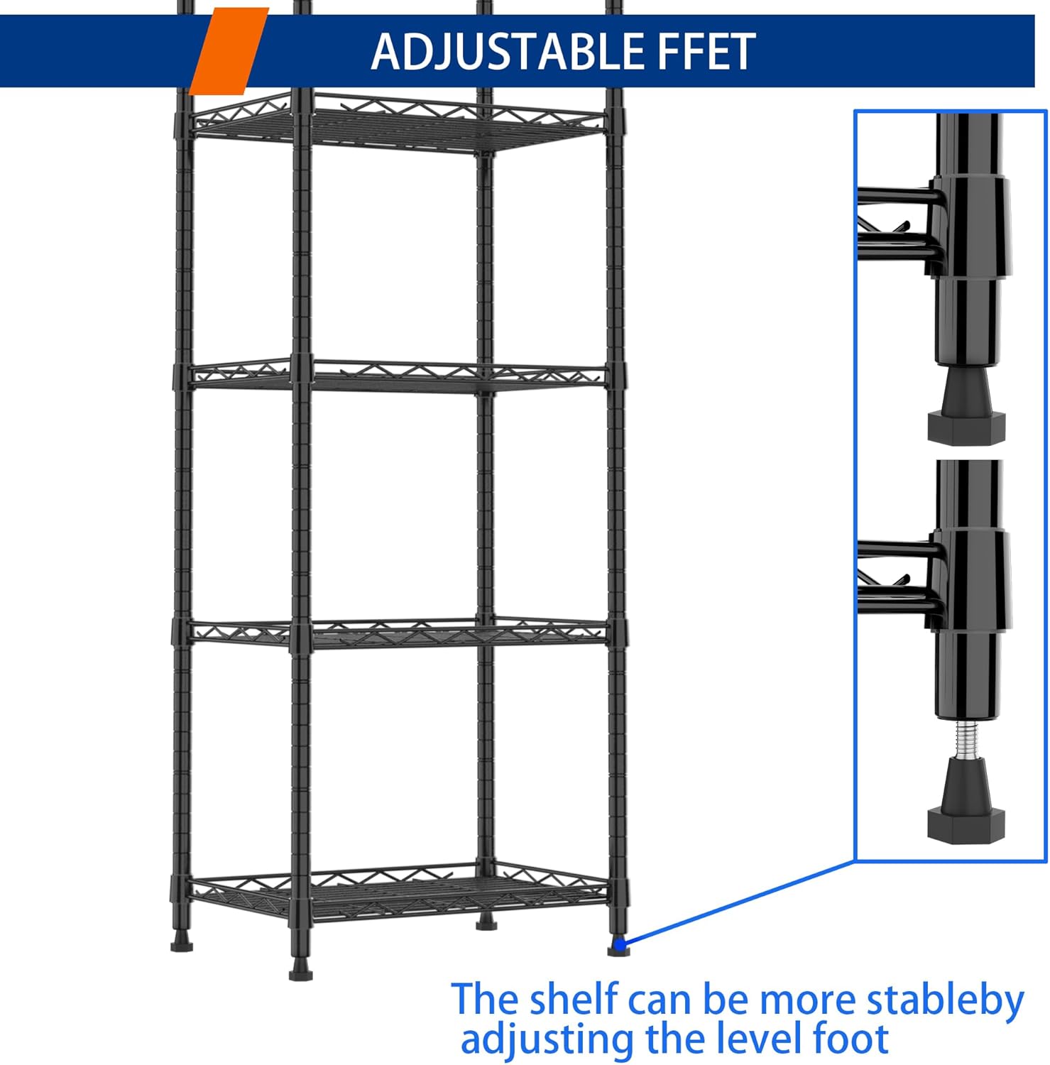 REGILLER 6-Way Adjustable Steel Shelving Unit Black