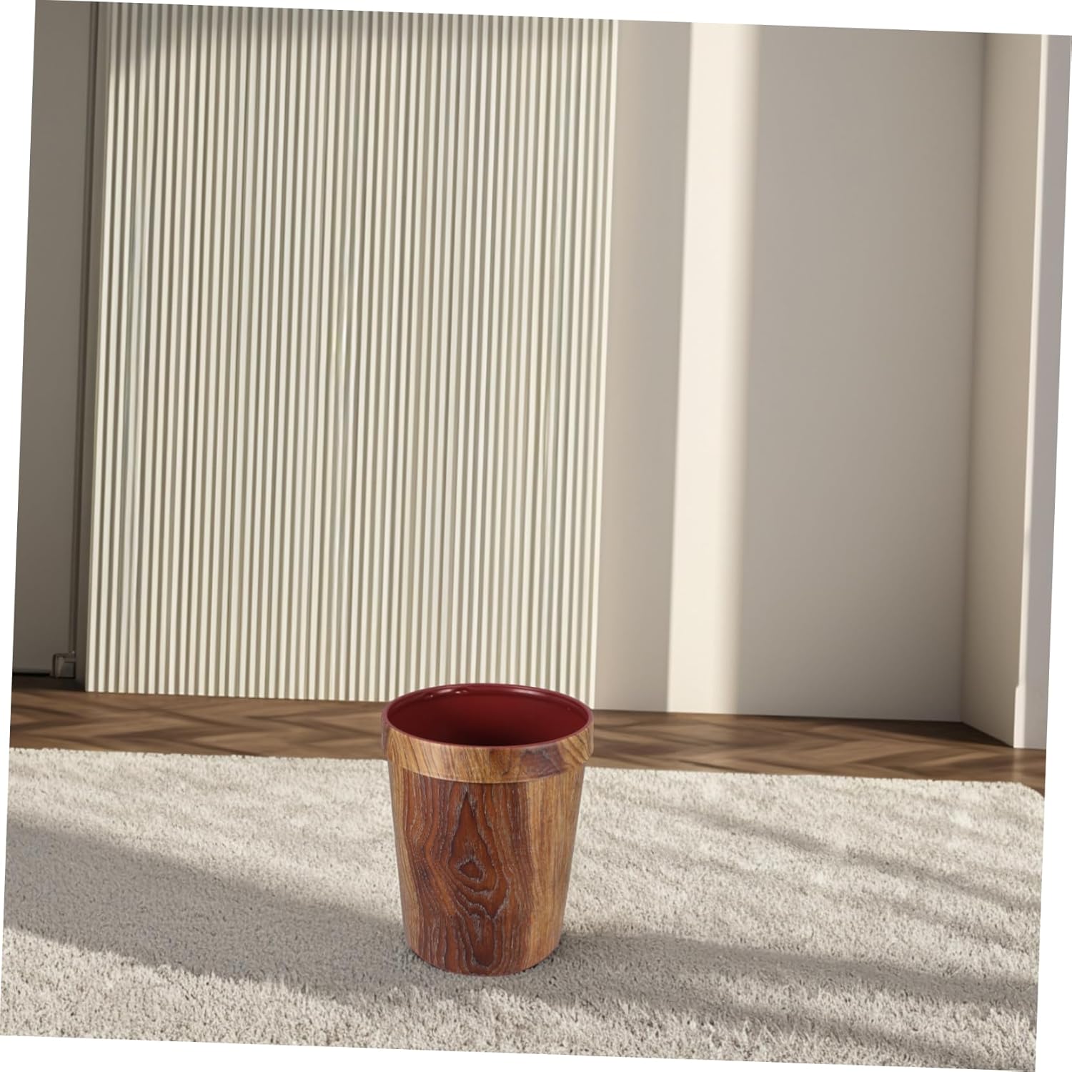 DOITOOL Decorative Trash Can with Wood Grain Design