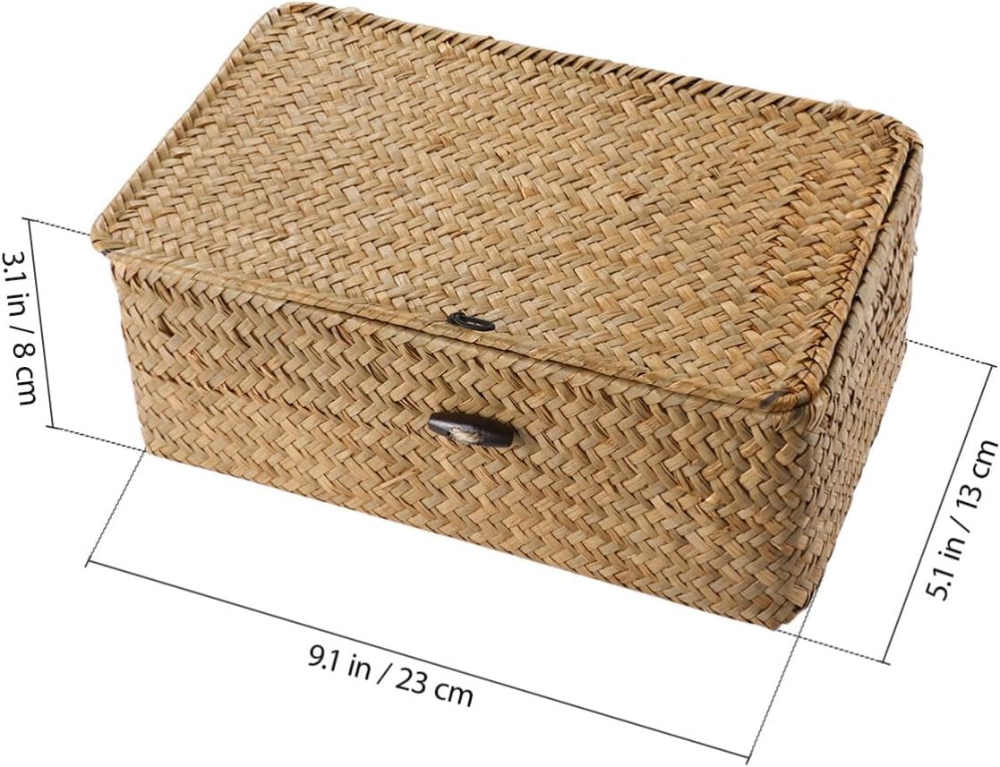 IMIKEYA Woven Storage Box with Lid for Home Office