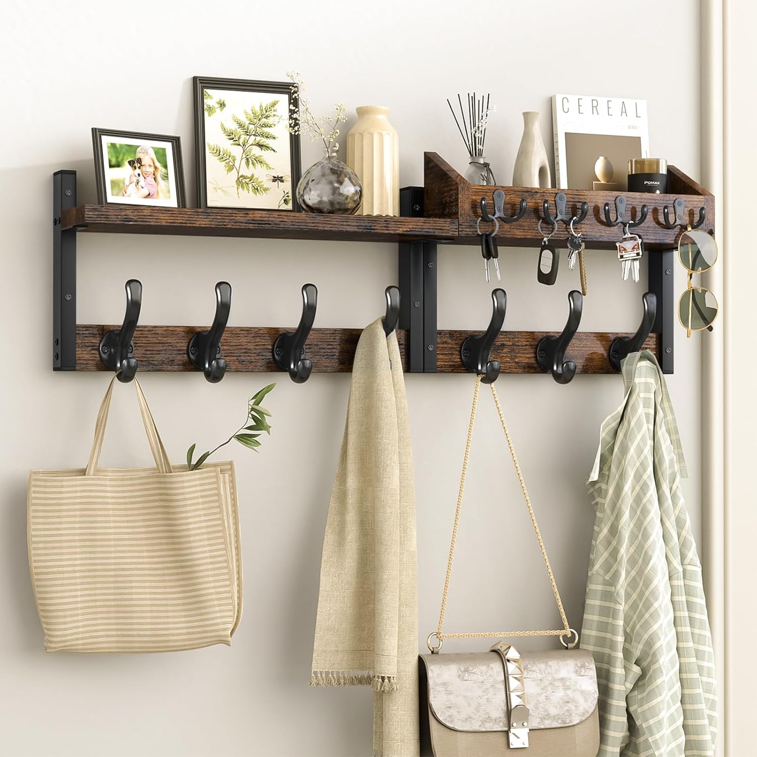 Evermagin 29 Inch Wall Mounted Coat Rack with Shelf