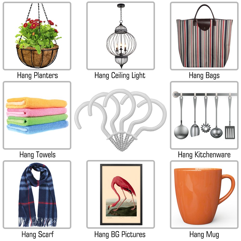 25 Pack Vinyl Ceiling Hooks for Indoor and Outdoor Use - White