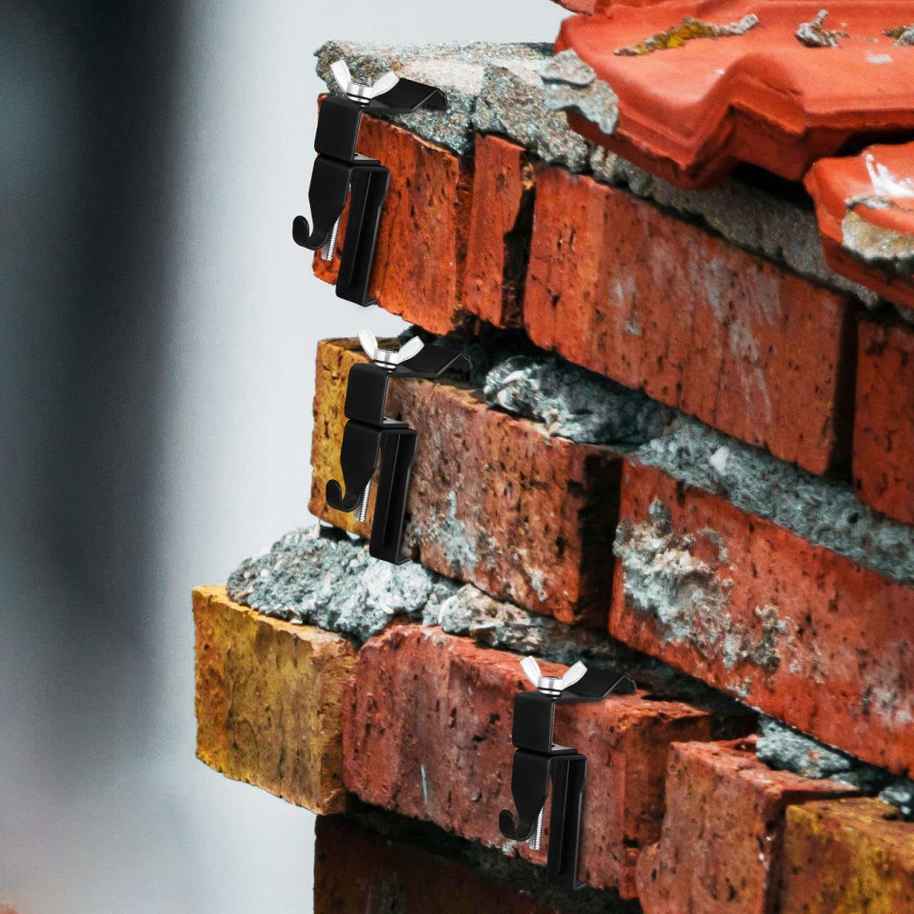 Adjustable Brick Hooks Clamp 8pcs Heavy-Duty No Drill Wall Hangers for Wreaths and Decor