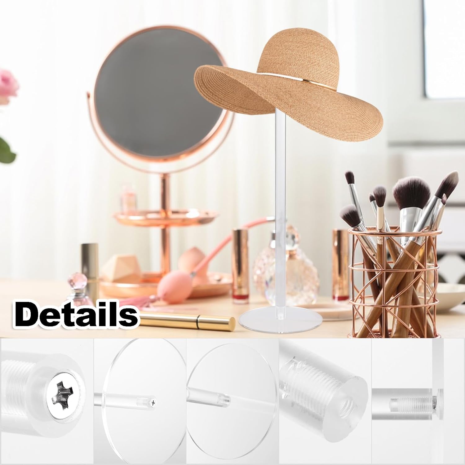 6PCS Acrylic Hat Stand - Clear Display Rack for Hats and Wigs