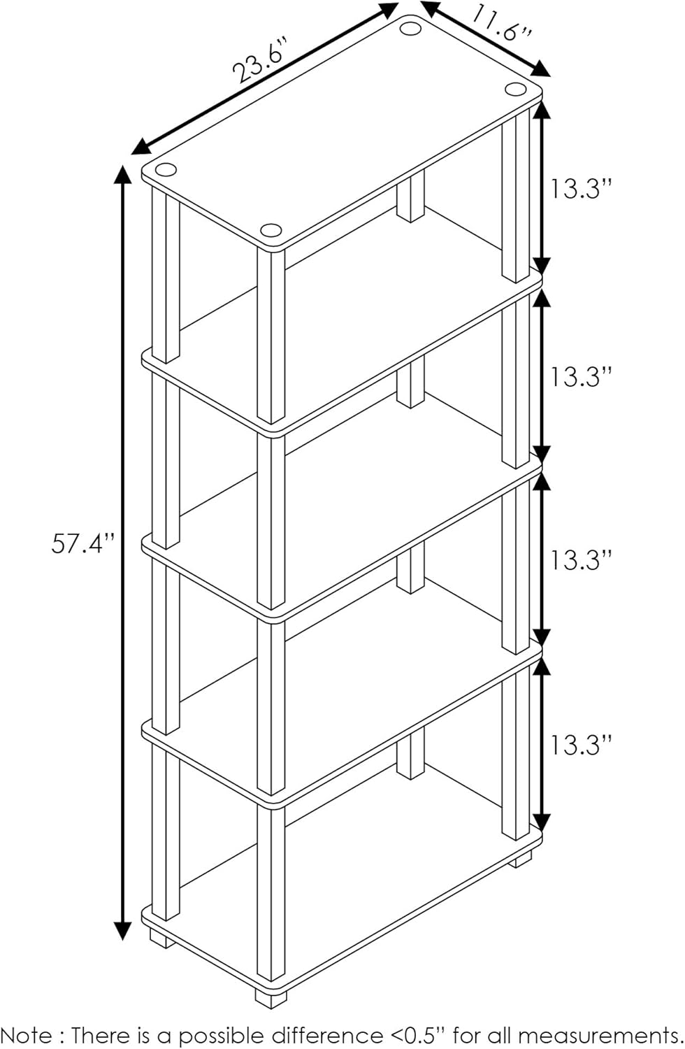 Furinno Turn-N-Tube 5-Tier Storage Shelf