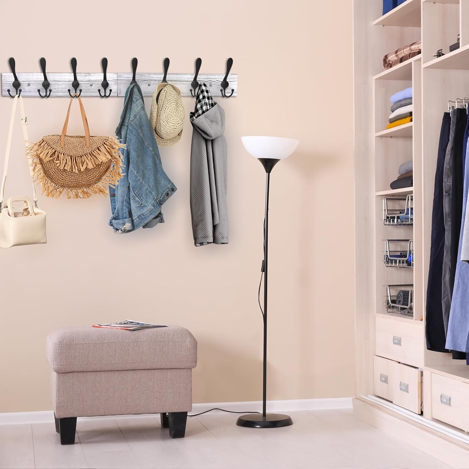 IBosins Wall Mounted Coat Rack with 8 Hooks