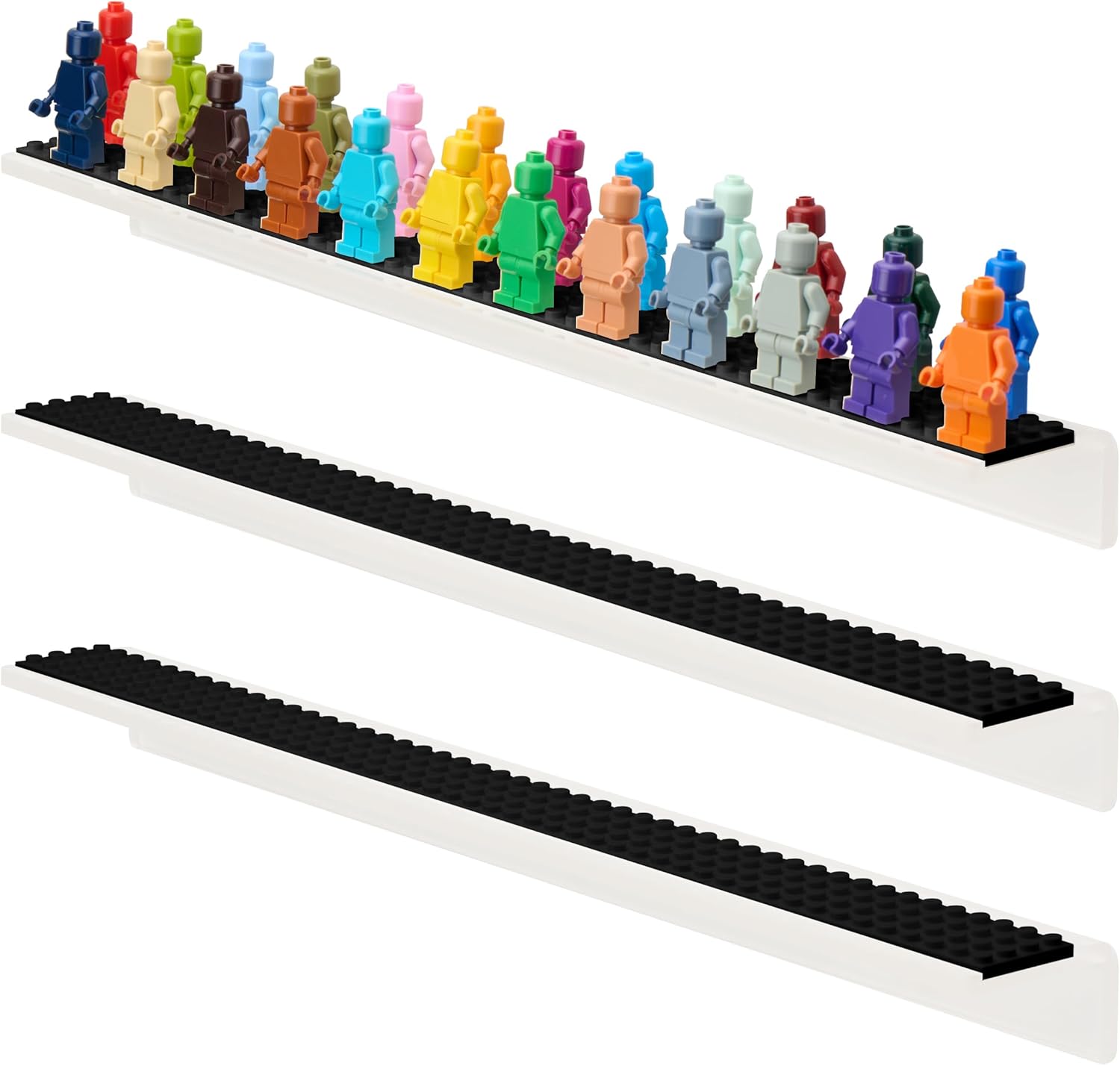 3-Pack Minifigure Display Case With Acrylic Shelves And Black Baseplates