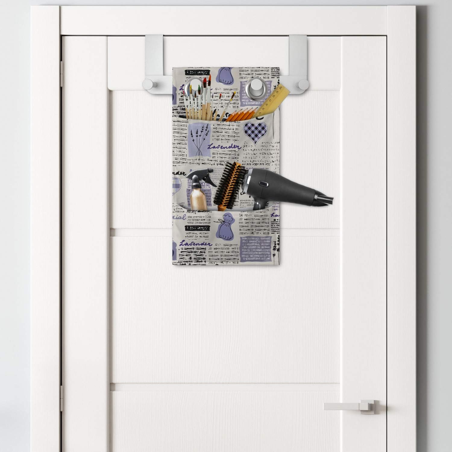 Lunarable Old Newspaper Hanging Pocket Organizer Lavender Retro Pattern