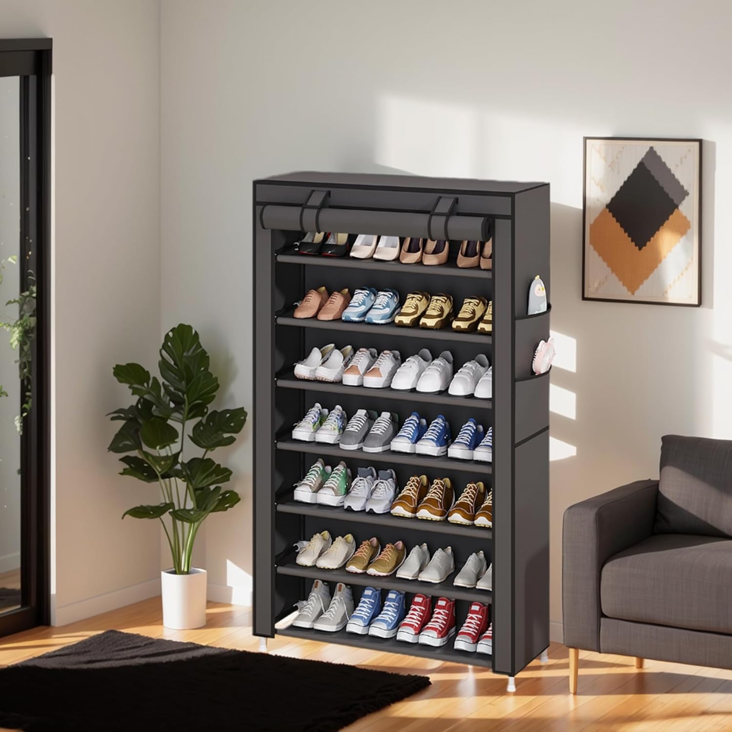 Laiensia 7-Tier Vertical Shoe Rack Organizer Grey
