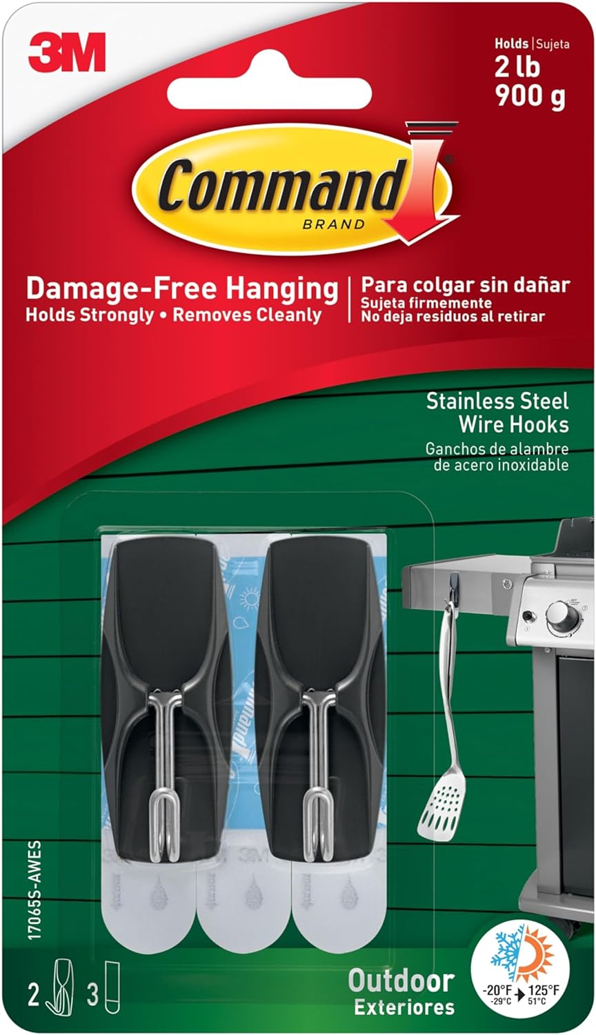 Command Outdoor Medium Black Wire Toggle Hooks with 3 Strips