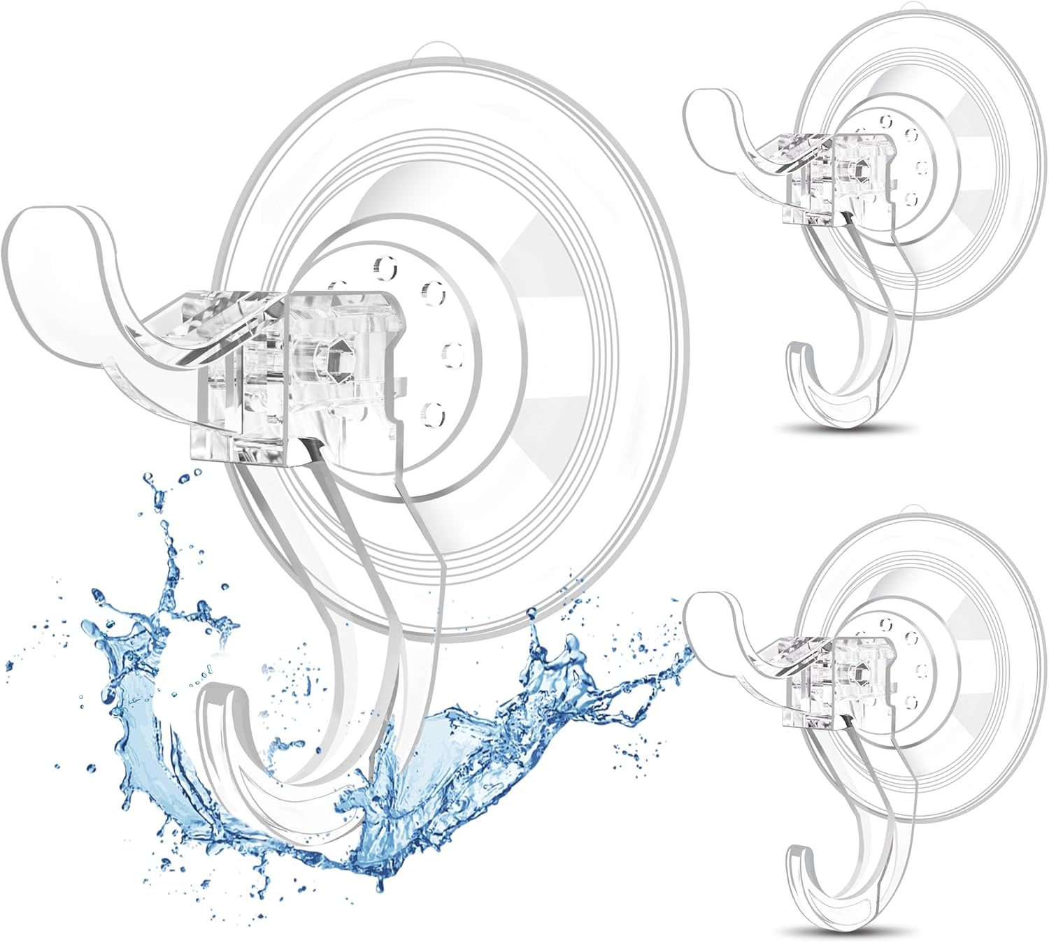 Goabroa 3 Pack Heavy Duty Suction Cup Hooks for Shower and Glass