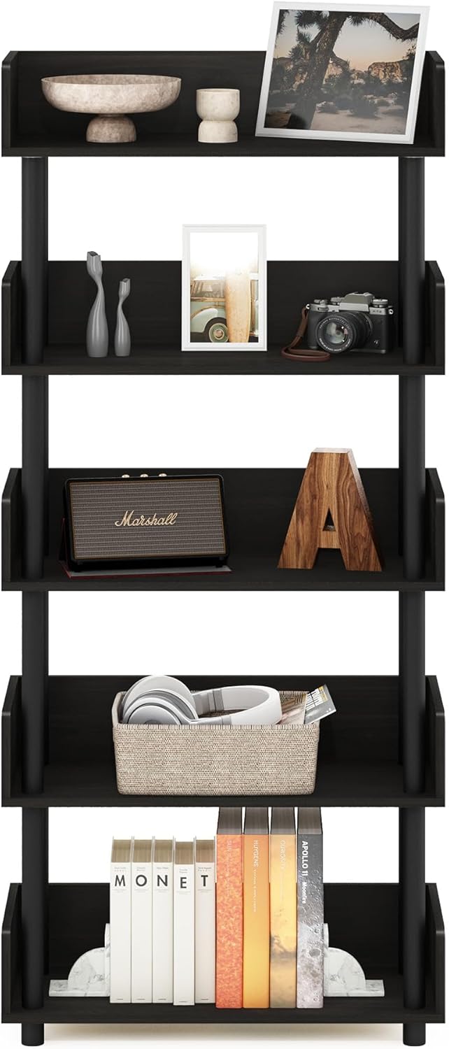 Furinno 5-Tier Display Rack with Back and Side Panels