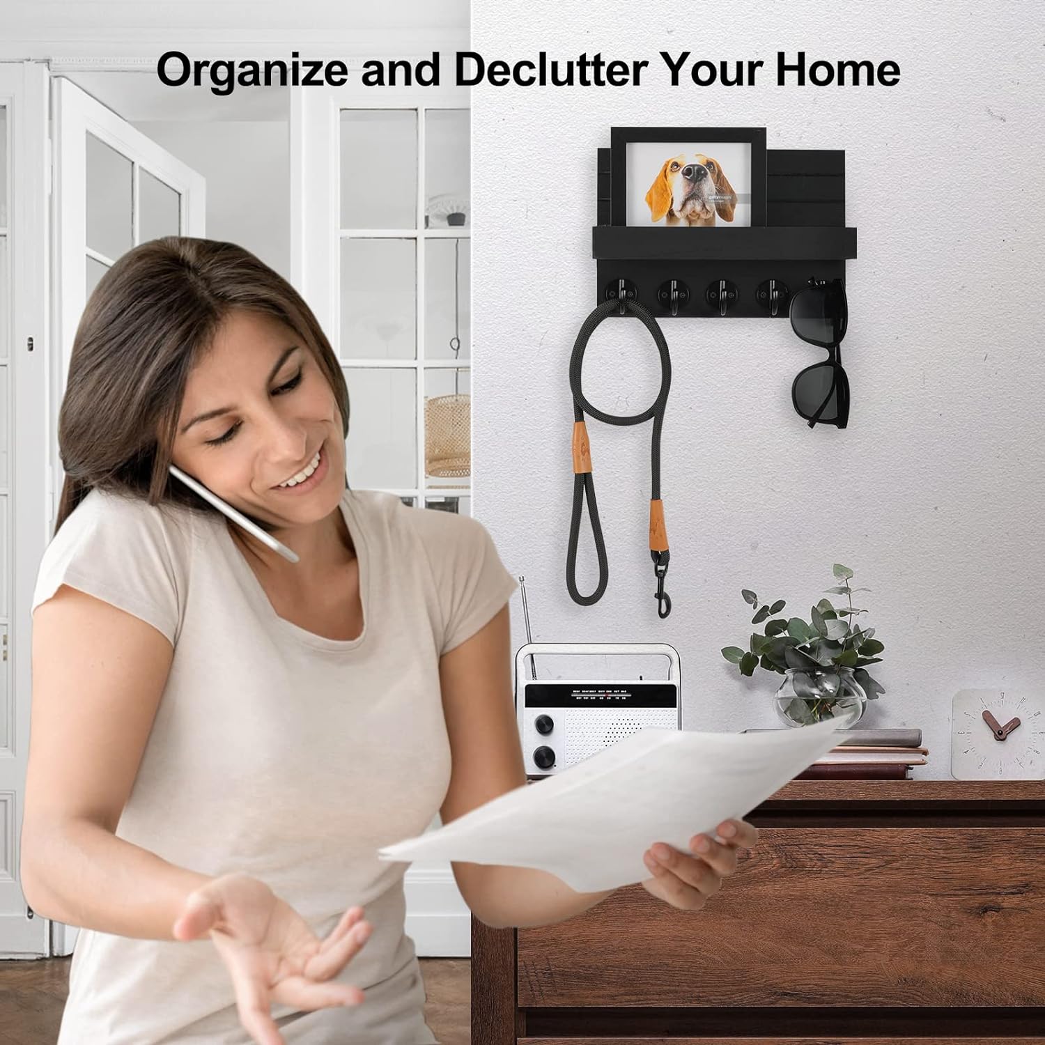 Lwenki Key Holder with Wall Shelf and Hooks