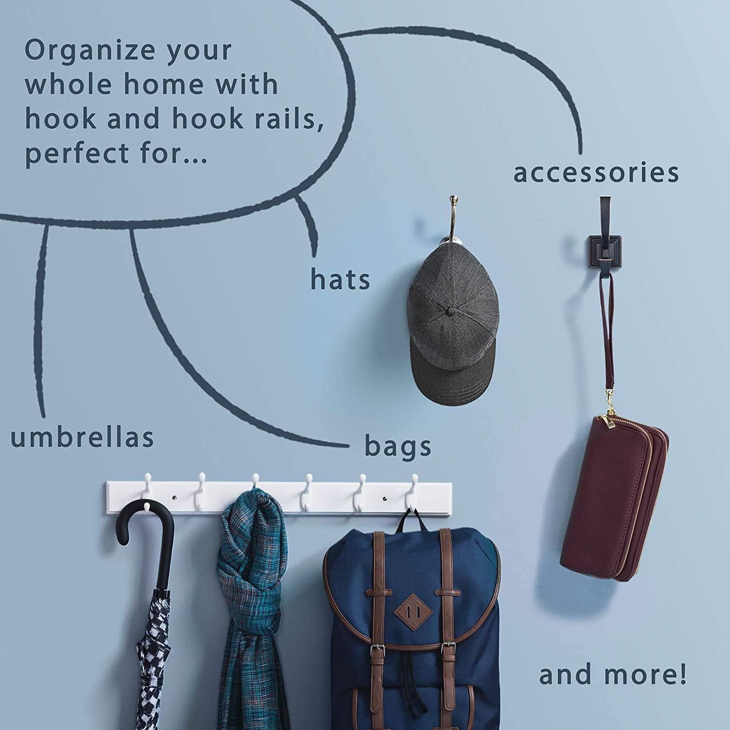 LIBERTY Wall Mounted Coat Rack with 6 Hooks 27 Inch