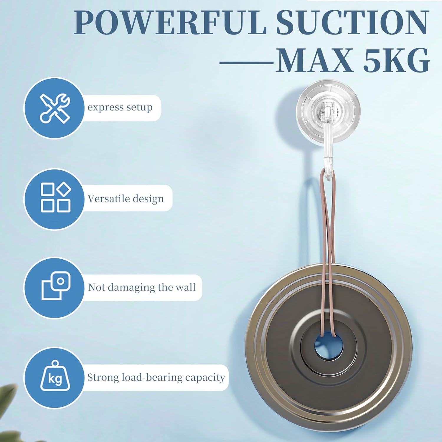 Suction Cup Hooks 4 Pack Reusable and Powerful for Shower and Kitchen Use