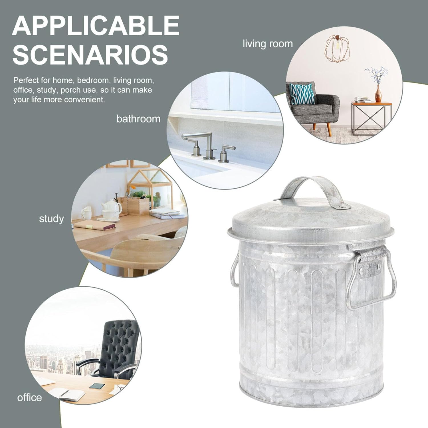 Cabilock Ash Bucket with Lid Galvanized Metal Canister
