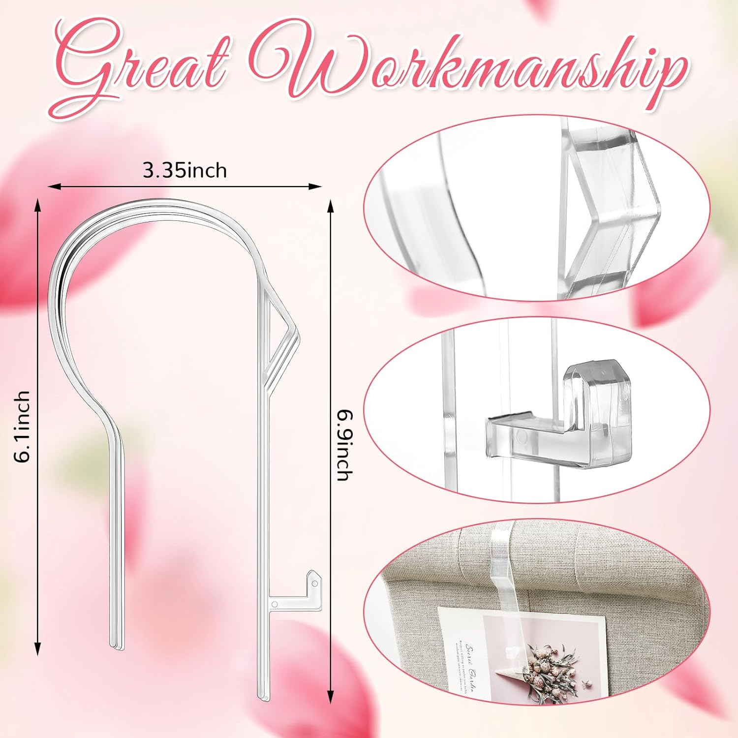 24 Pcs Clear Plastic Pew Clips for Wedding Decor