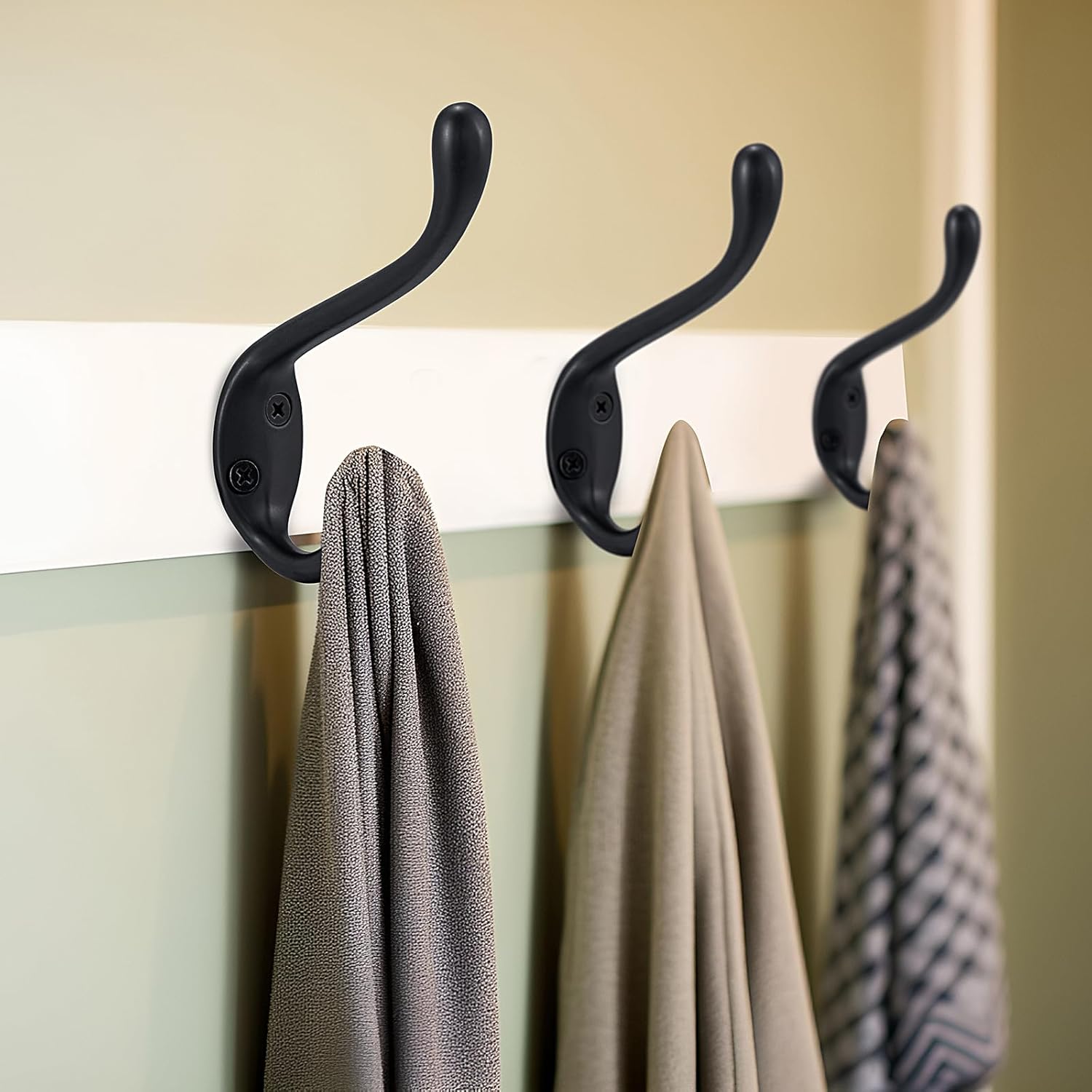 Jukzi Heavy Duty Coat Hooks 5 Pack Matte Black