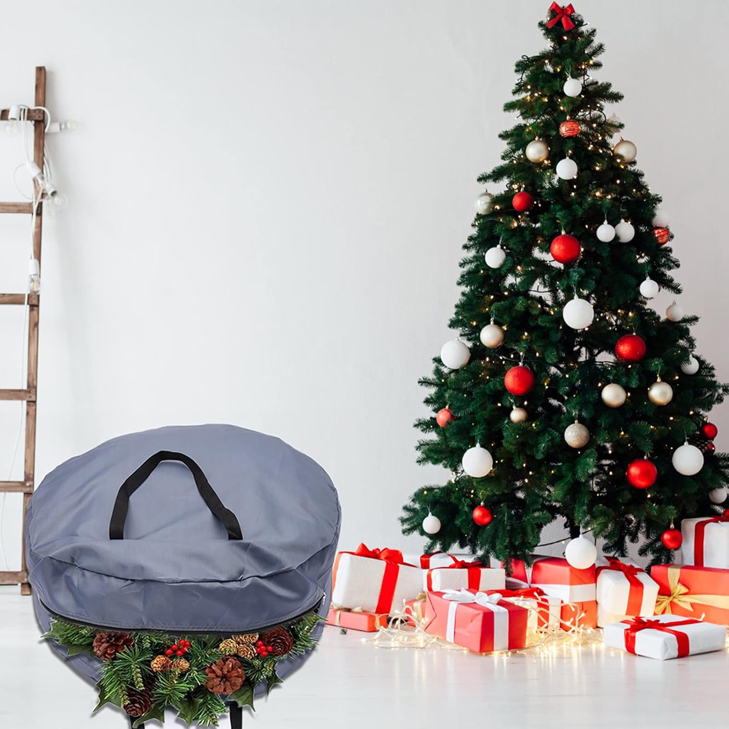 Keebgyy Heavy Duty Christmas Wreath Storage Bag 25In