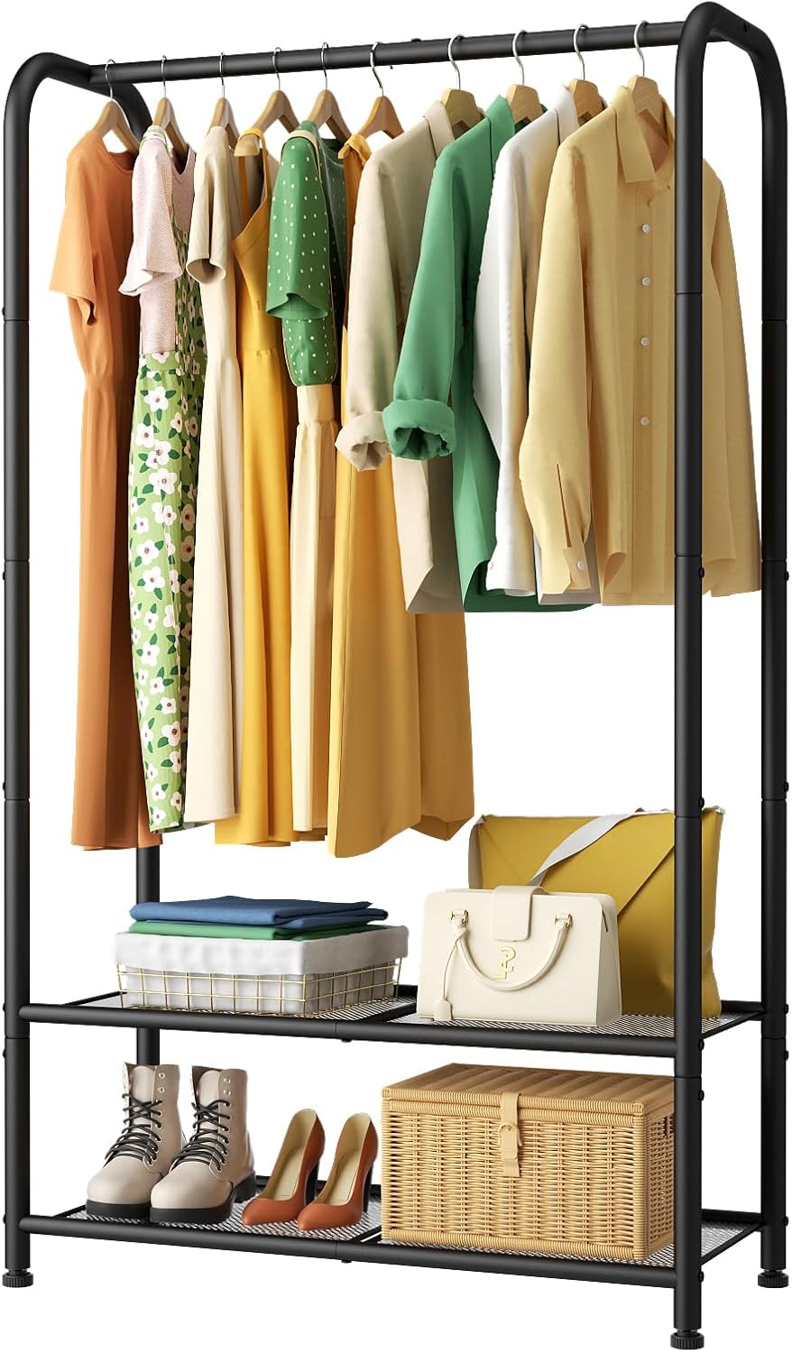 SINGAYE Heavy Duty Garment Rack with Shelves Black