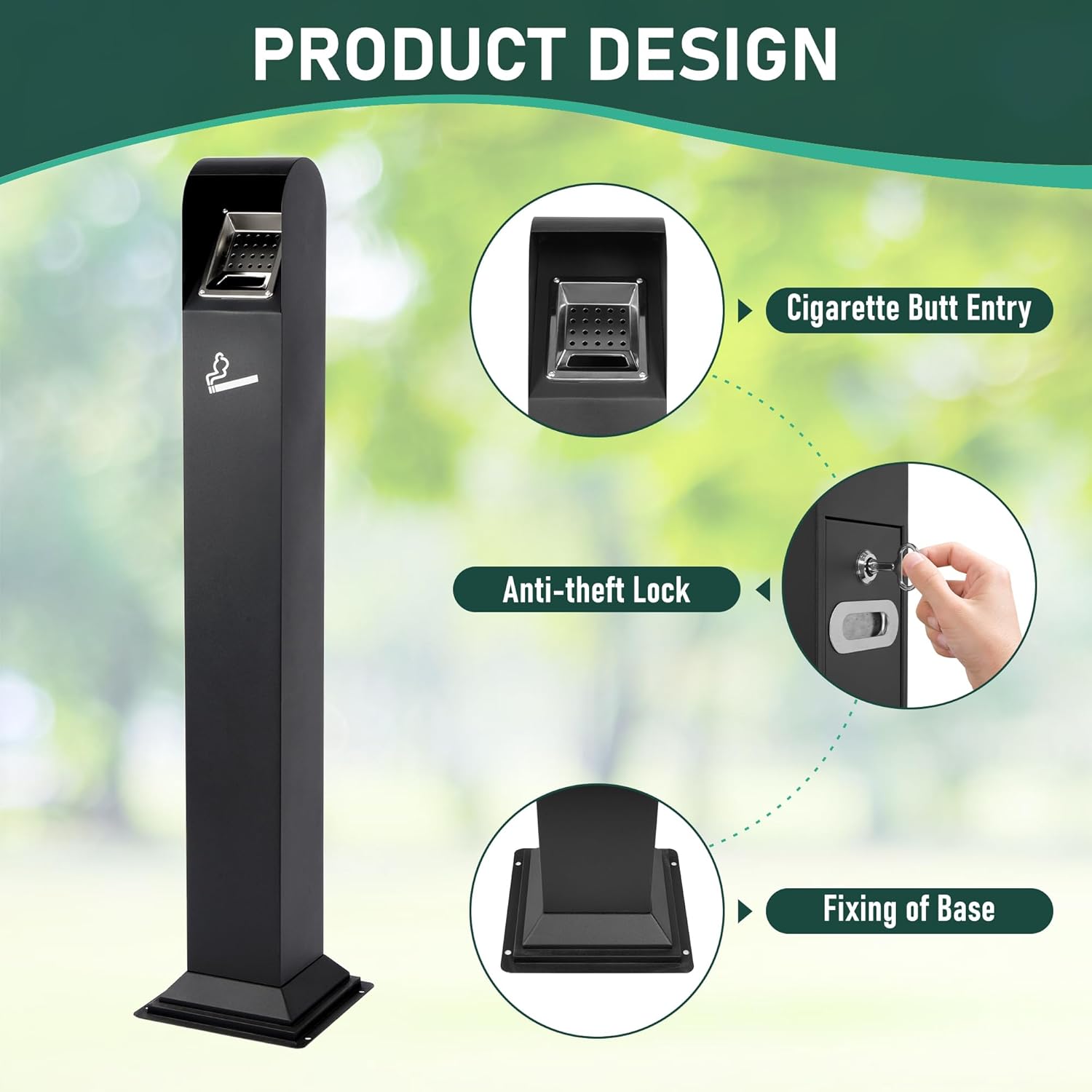 Sturdy Stainless Steel Outdoor Trash Can with Removable Inner Barrel