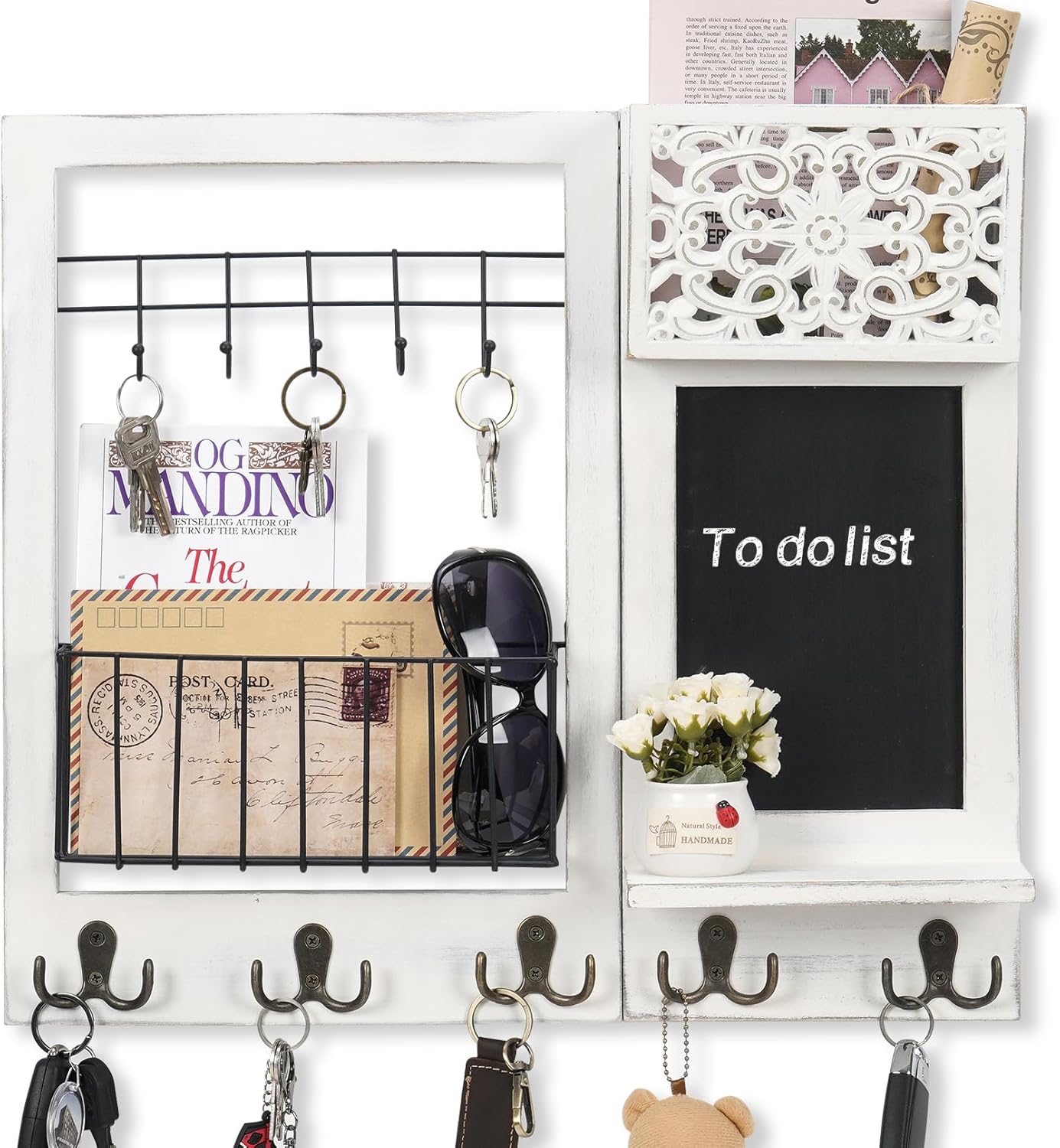 Dhmkfly Key Holder Wall Mount with Chalkboard