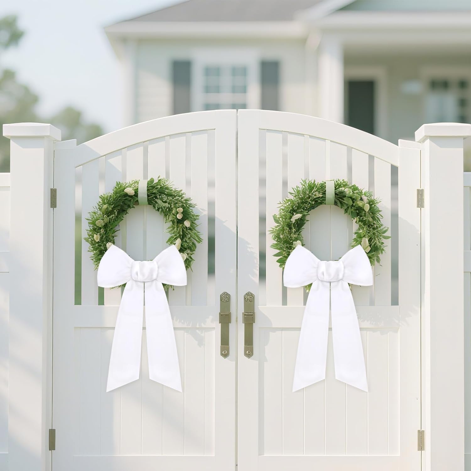 White Wreath Sash for Front Door - 2 Pack