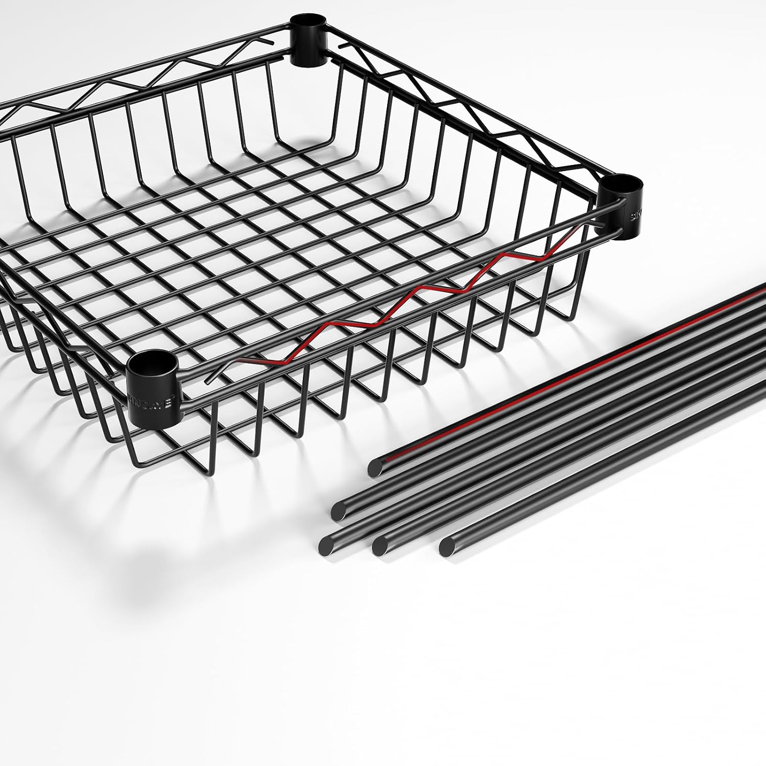 SINGAYE 6 Tier Adjustable Wire Shelf with Wheels Black