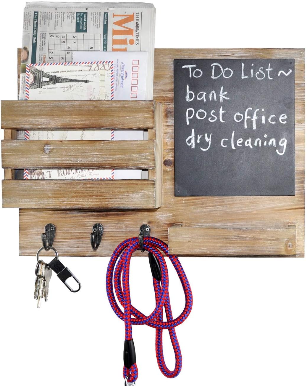Rustic Key Hooks Holder with Chalkboard