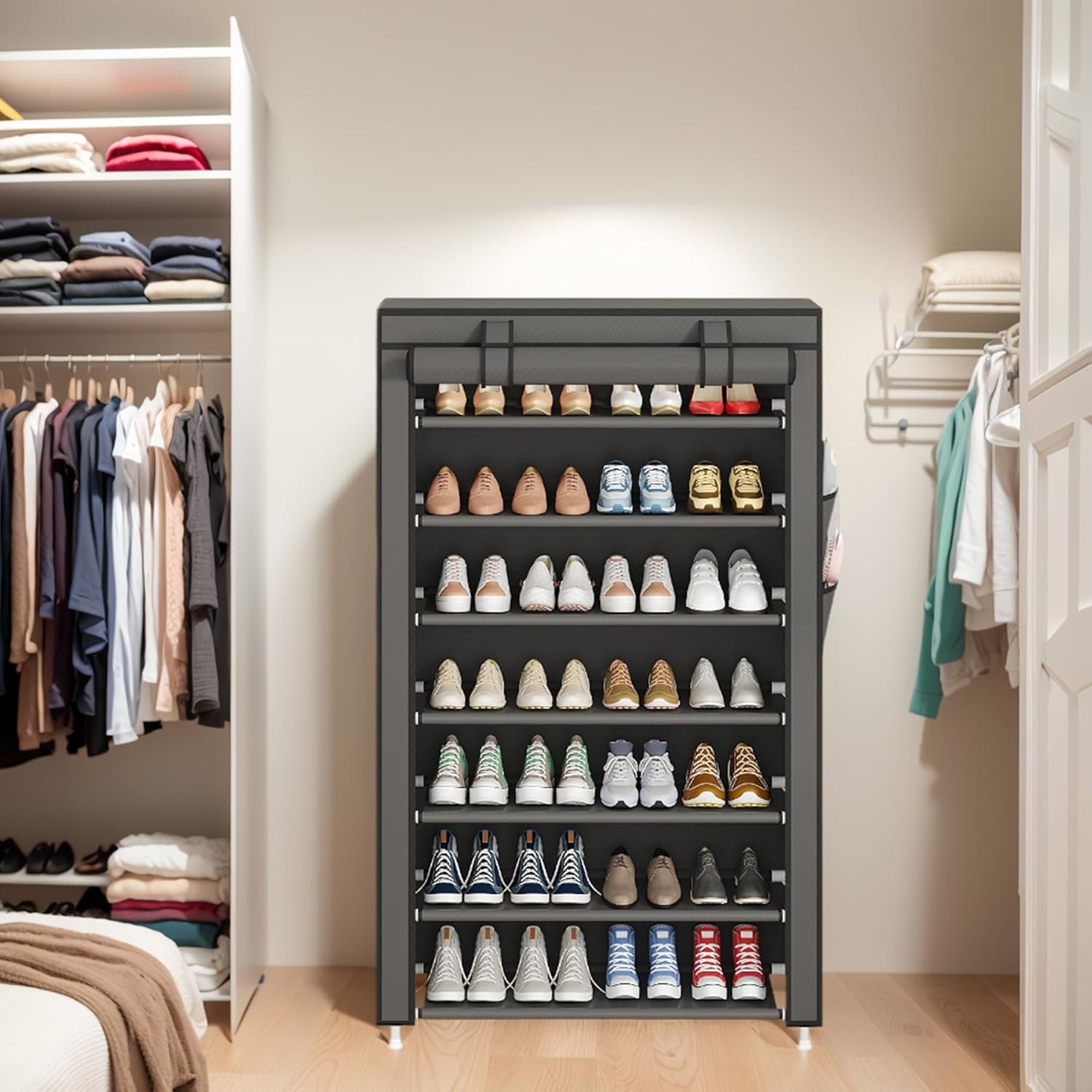 Laiensia 7-Tier Vertical Shoe Rack Organizer Grey
