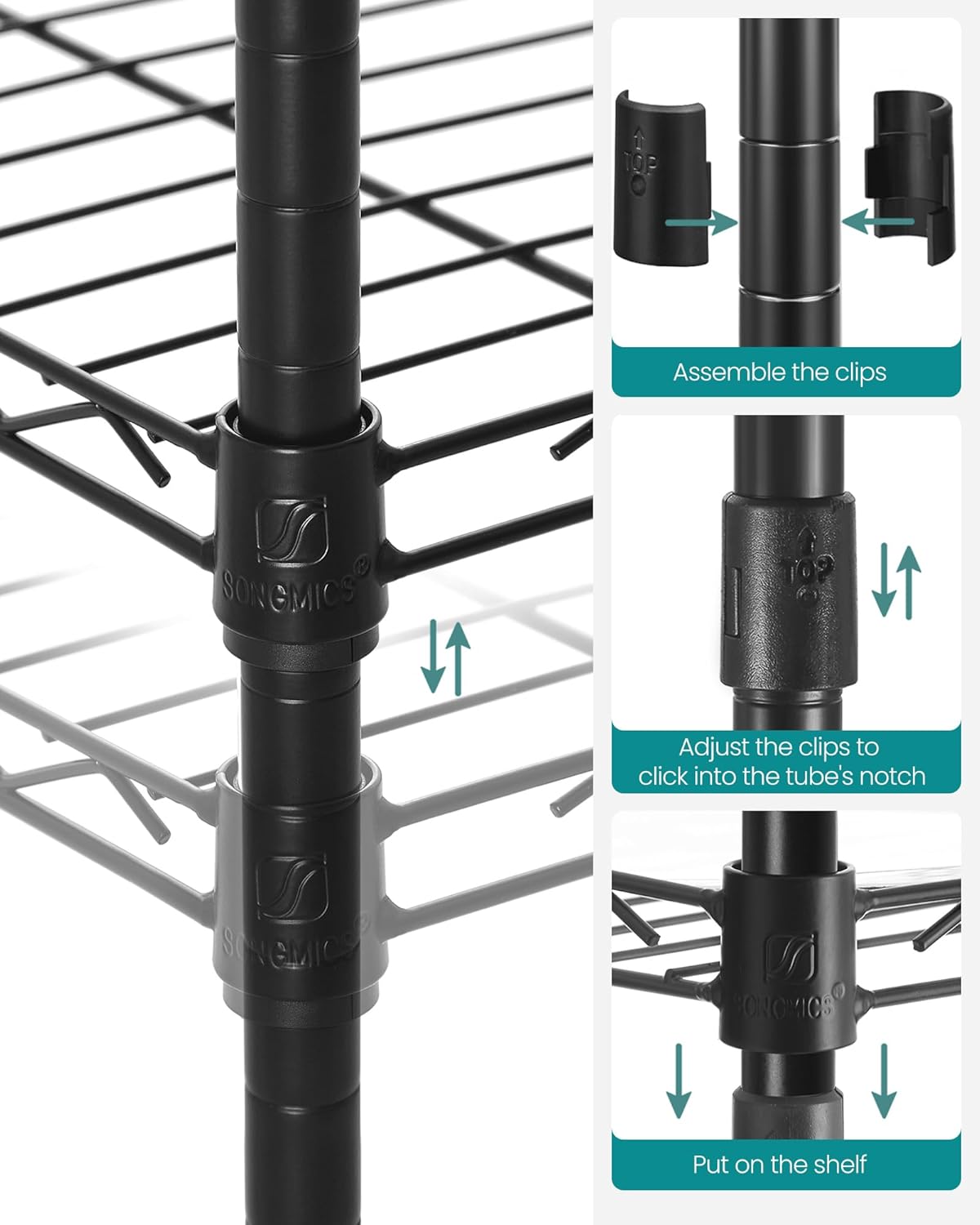 SONGMICS 5-Tier Bathroom Shelf with PP Liners and Extendable Design