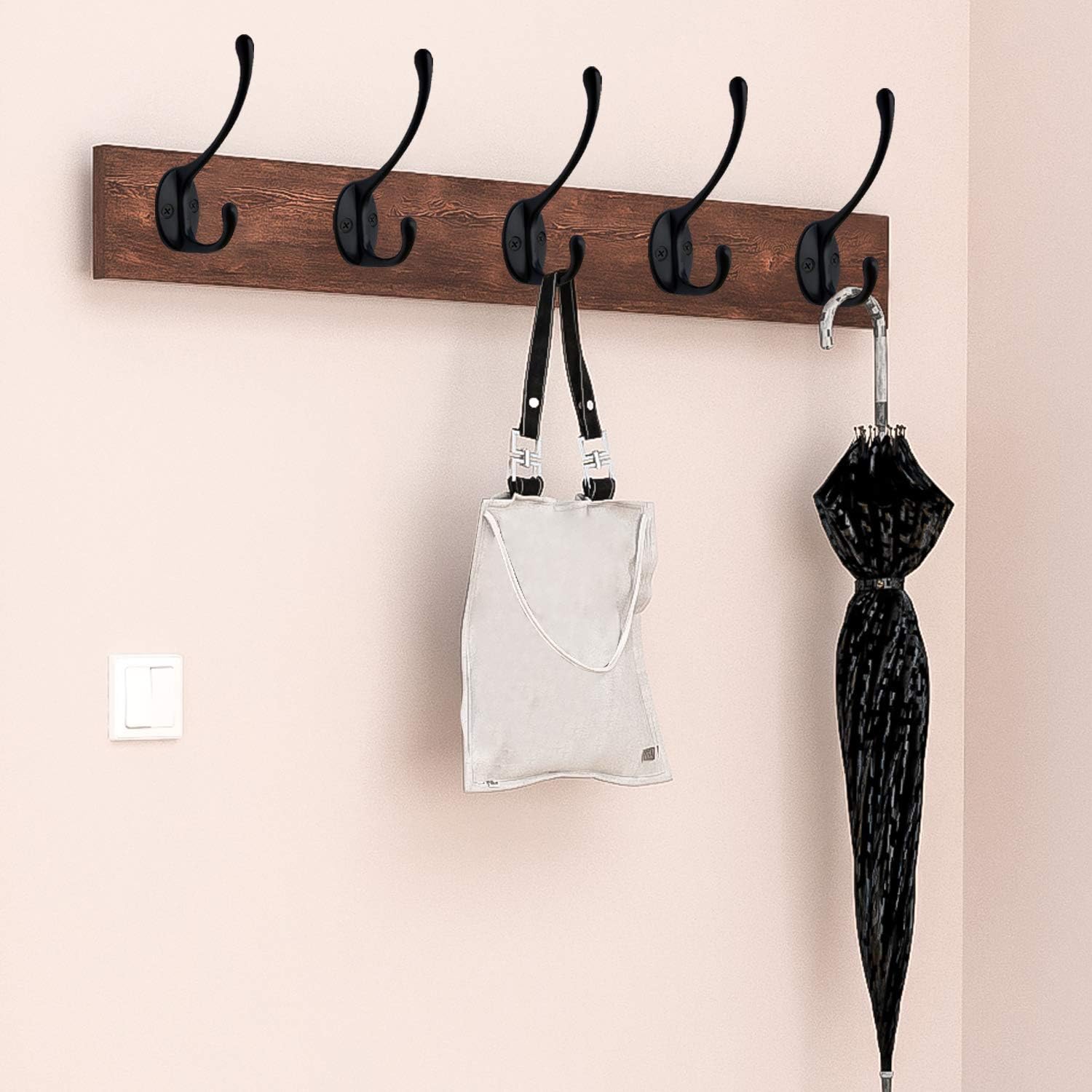 IBosins 10 Pack Heavy Duty Dual Hooks Black No Rust