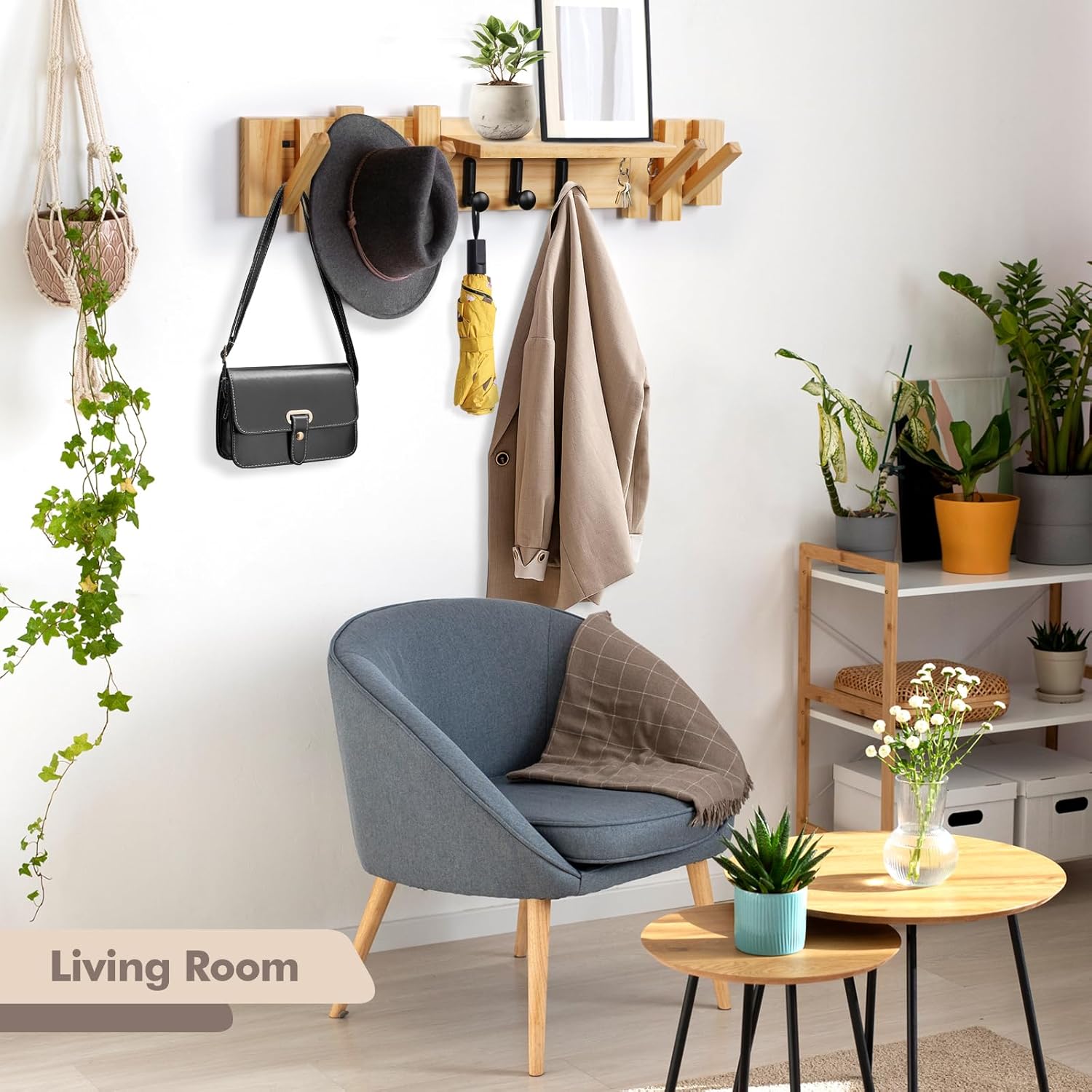 Zingoetrie Wooden Coat Rack with 11 Hooks Wall Mount