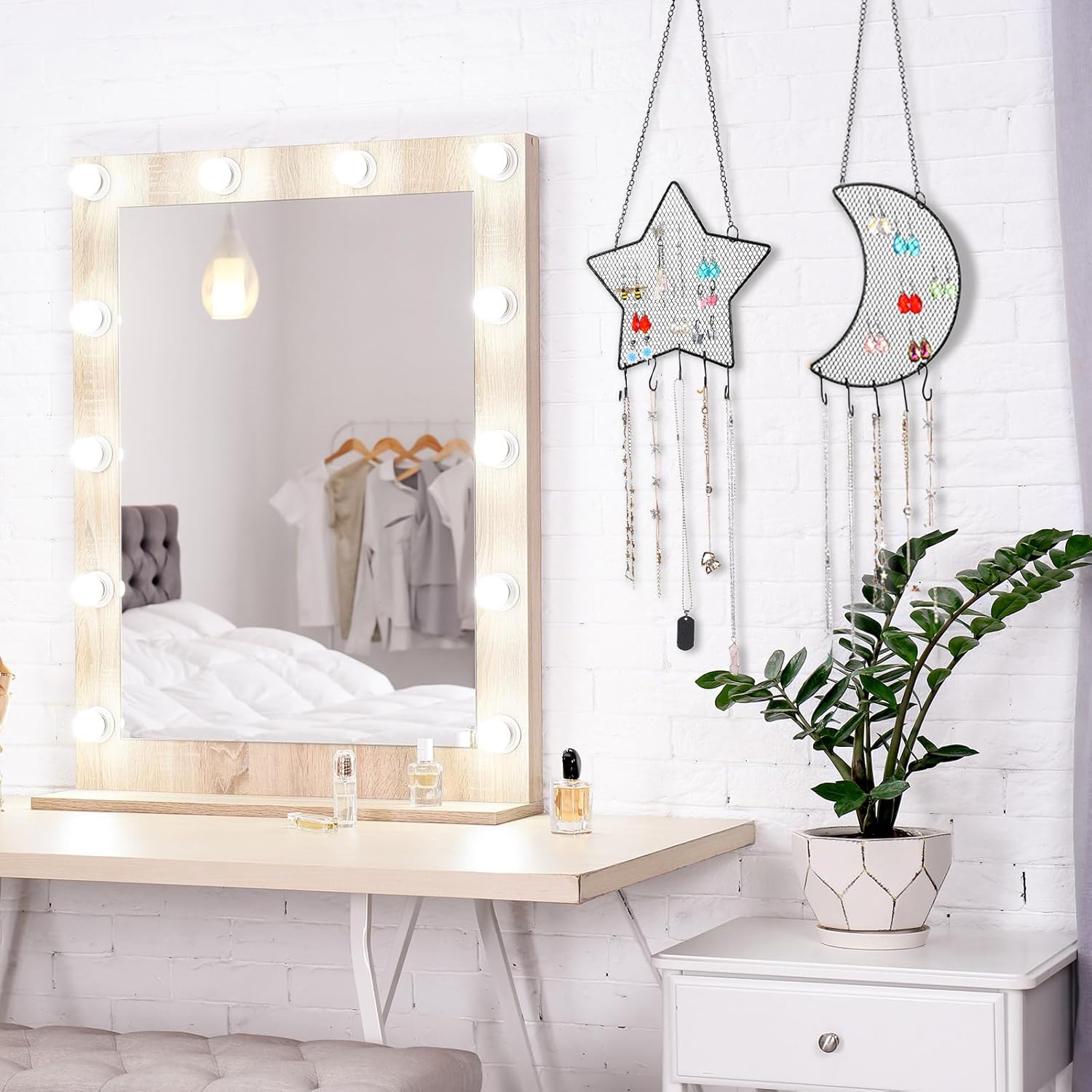 Jetec 2 Pcs Diamond Grid Earring Wall Holder Organizer