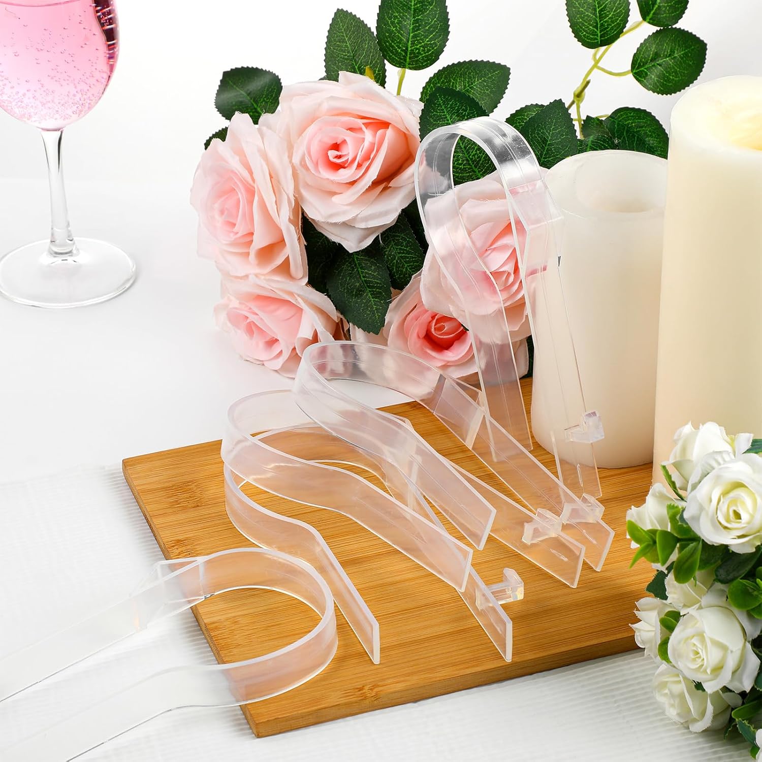 24 Pcs Clear Plastic Pew Clips for Wedding Decor