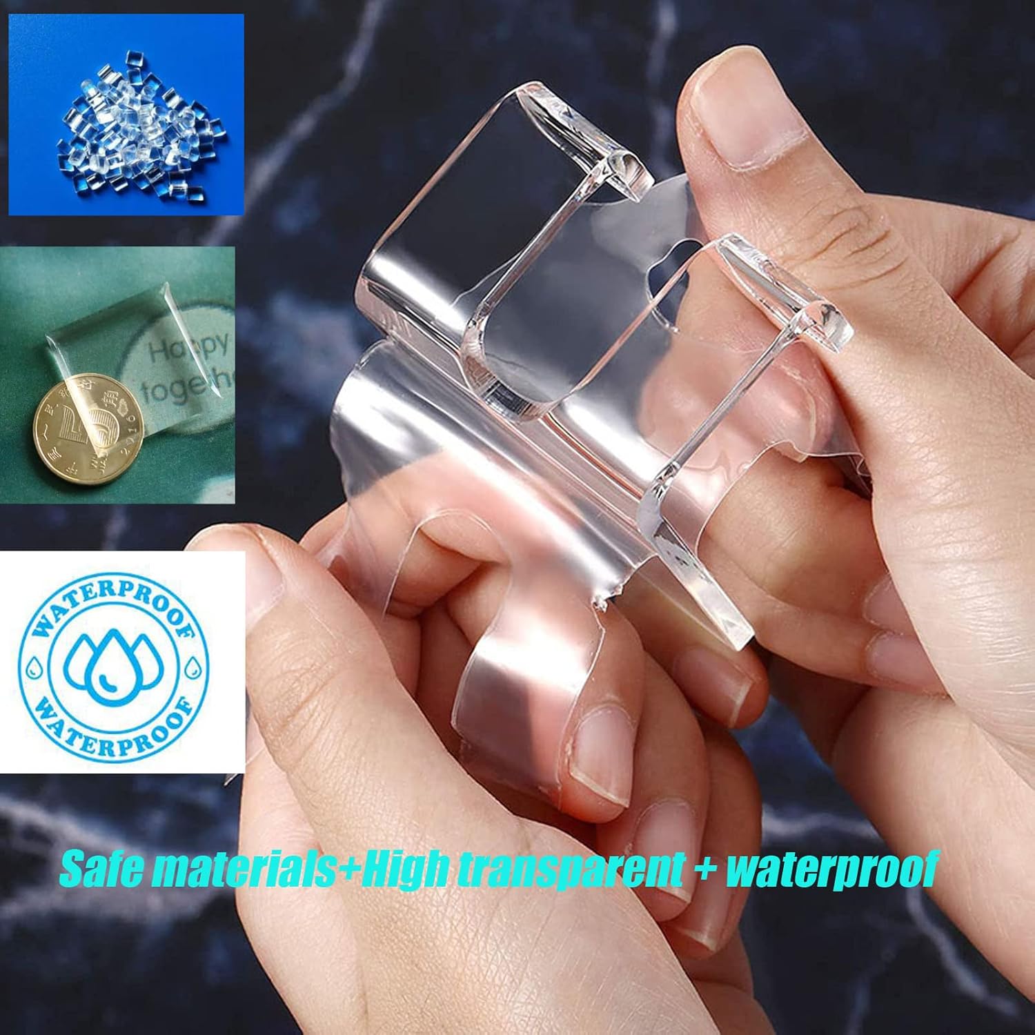 Clear Adhesive Hooks 4pcs Shower Wall Razor Holder