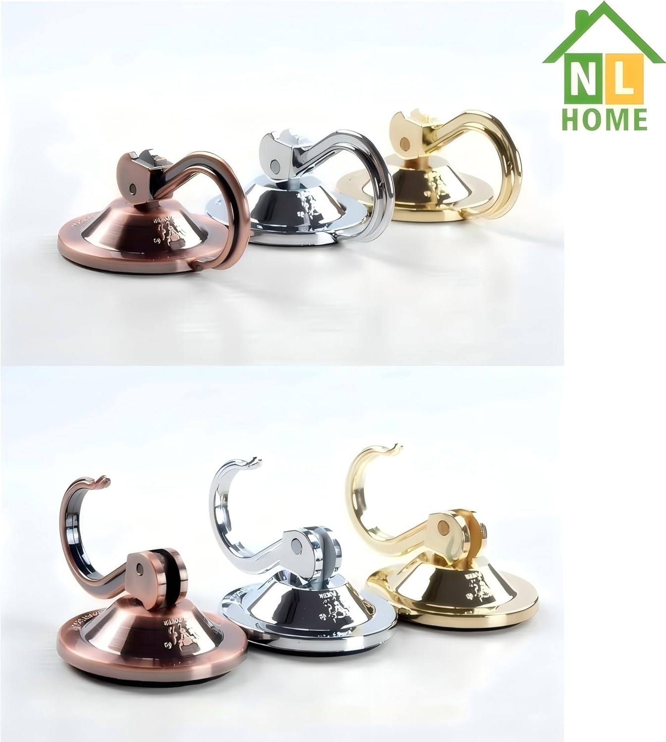 NL HOME 4-Pack White Suction Cup Hooks for Bath and Shower