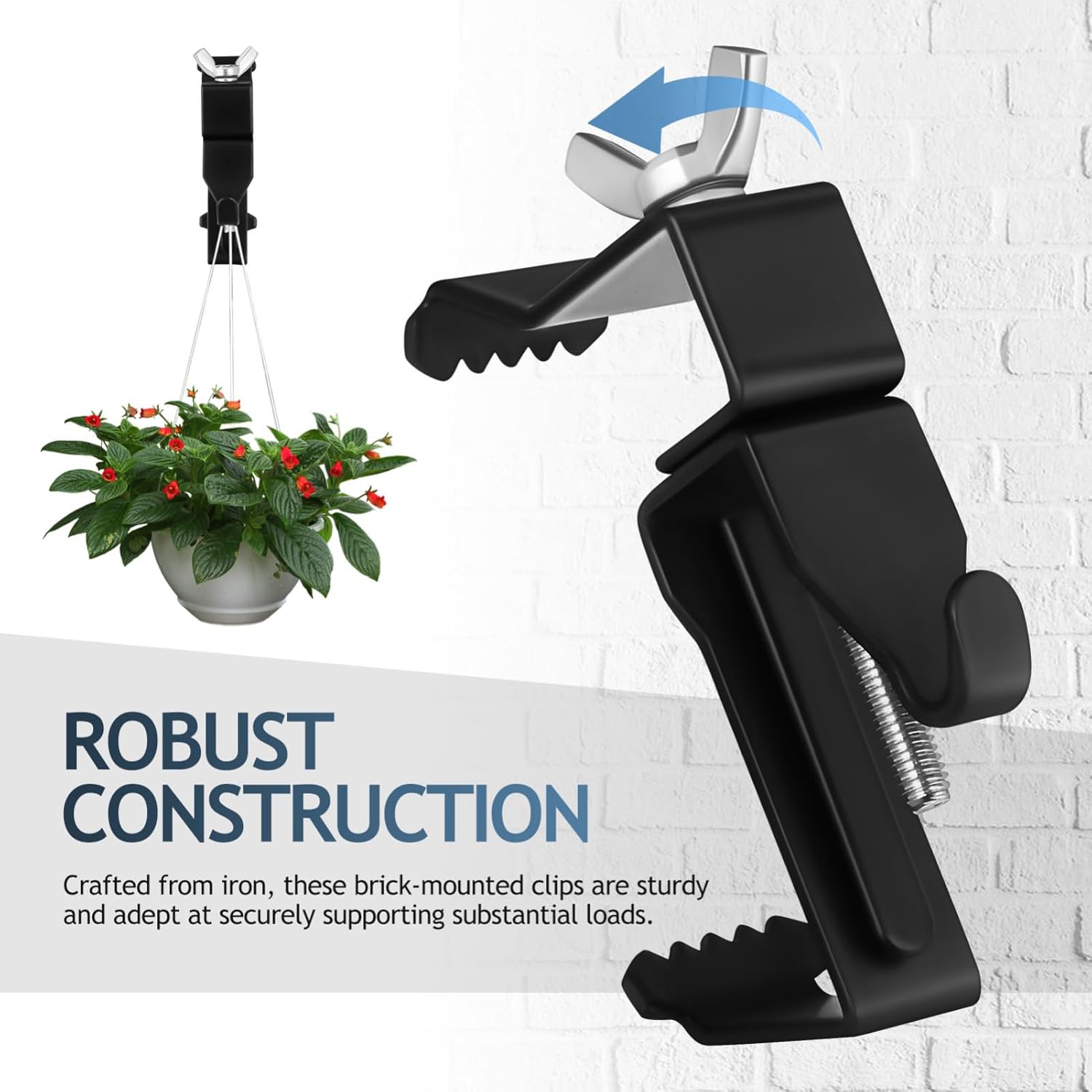 Adjustable Brick Hooks Clamp 8pcs Heavy-Duty No Drill Wall Hangers for Wreaths and Decor