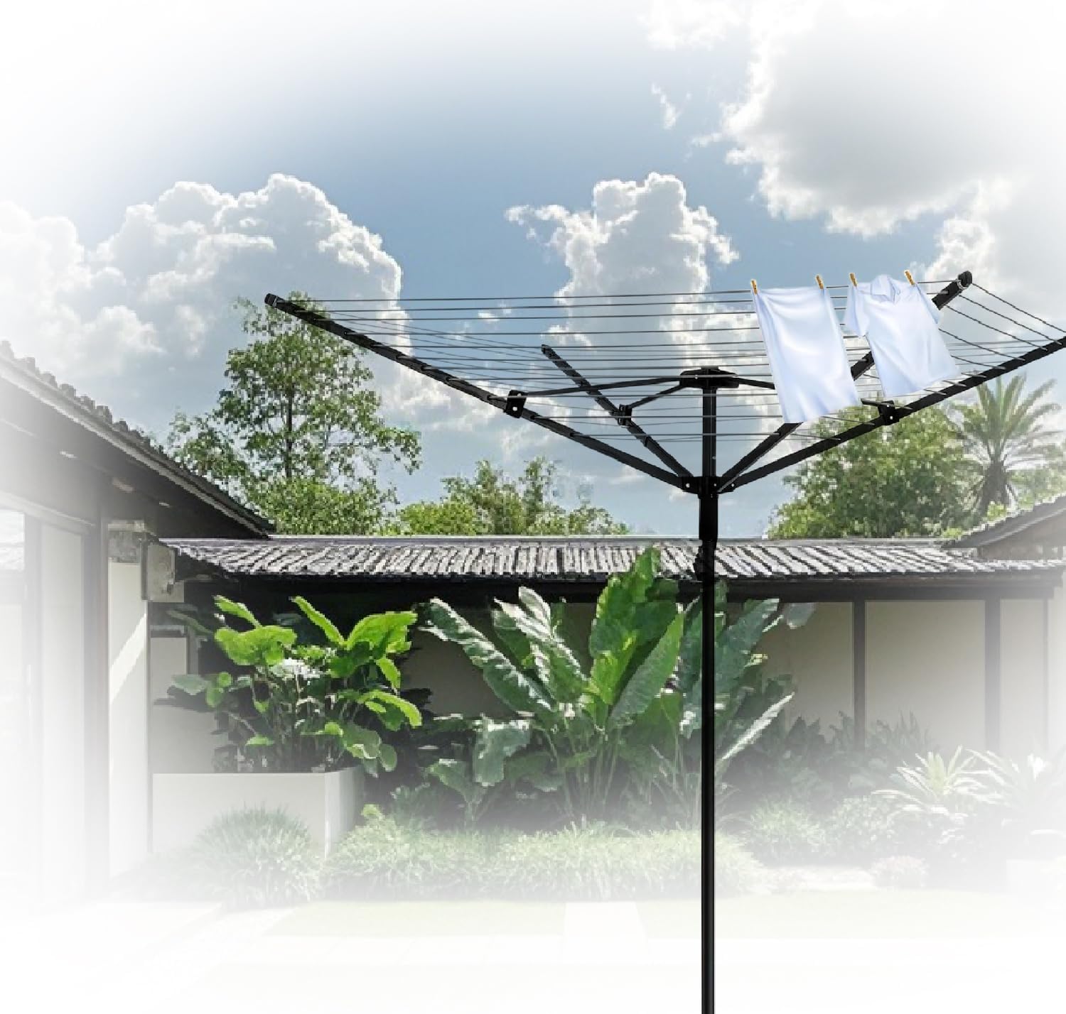 Heavy Duty Outdoor Umbrella Drying Rack with 12 Lines