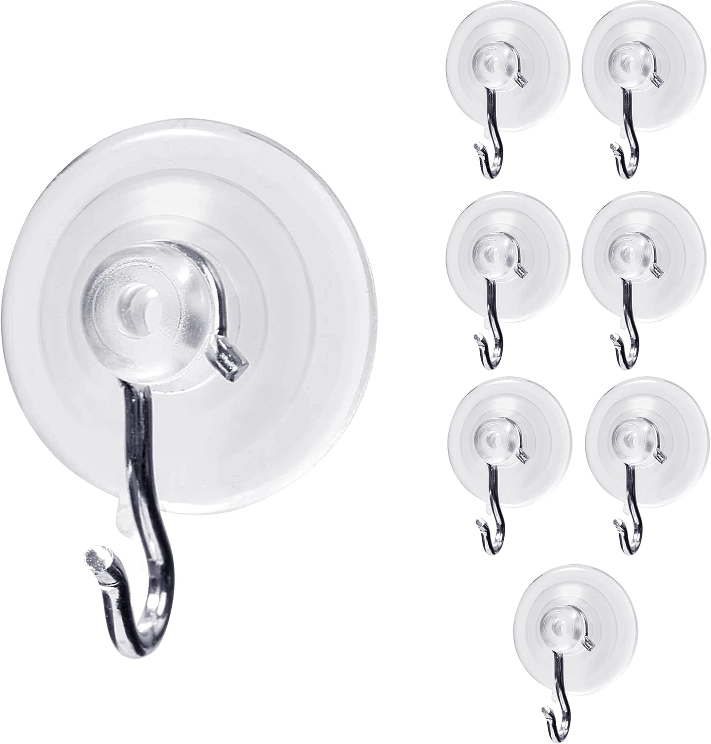 Suction Cup Wall Hooks 8 Pack - Heavy Duty 1 lb Capacity