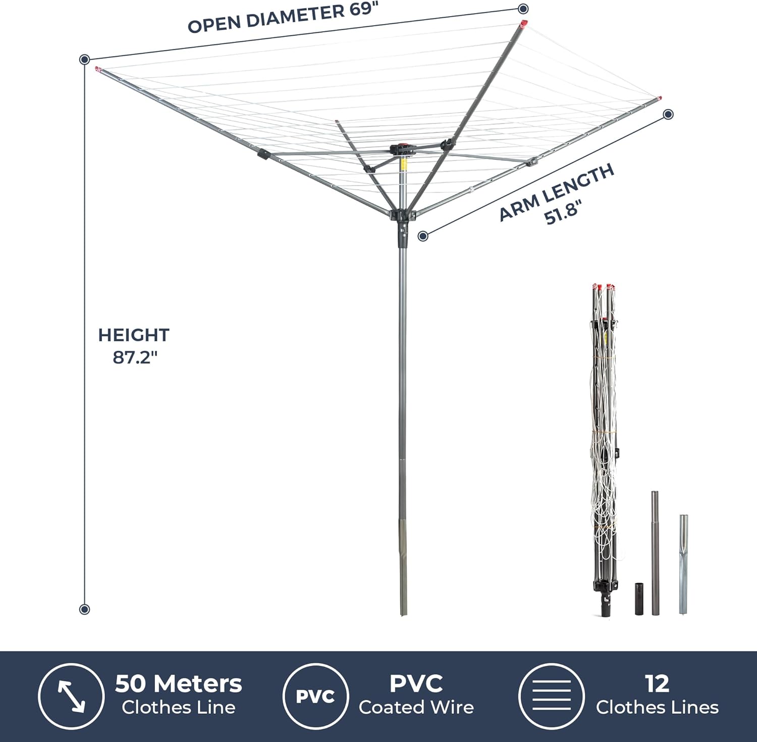 STO STO Heavy Duty Rotary Clothesline with Ground Spike