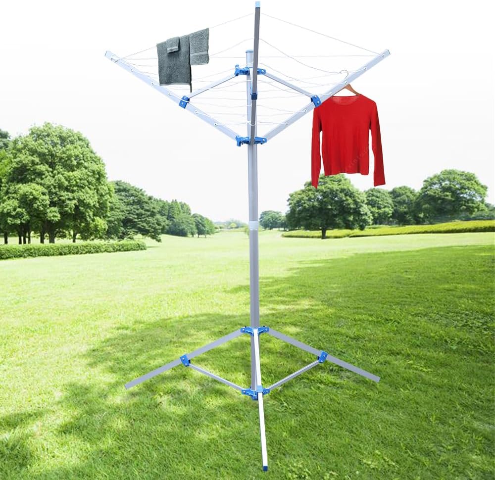 Rotary Clothes Drying Rack 60 Inch 3 Arms Metal