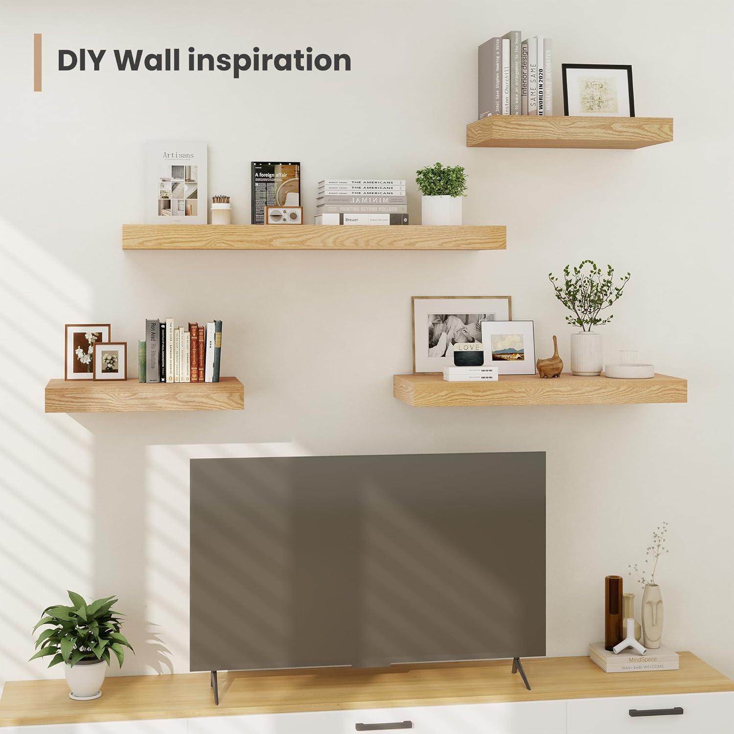 Heimlove 12 Inch Deep Floating Shelves Set of 2 Oak