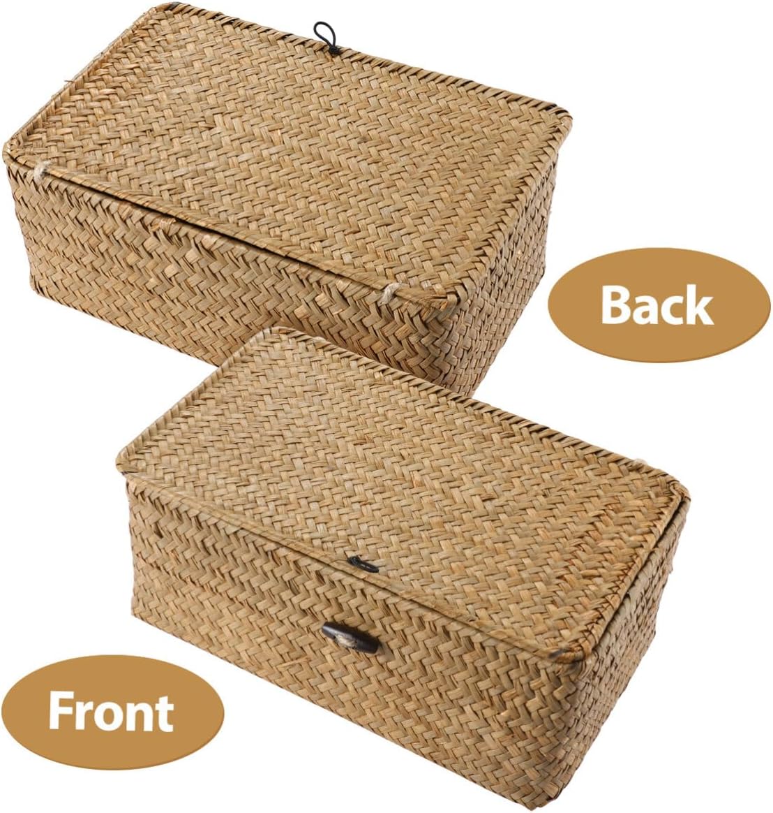 IMIKEYA Woven Storage Box with Lid for Home Office