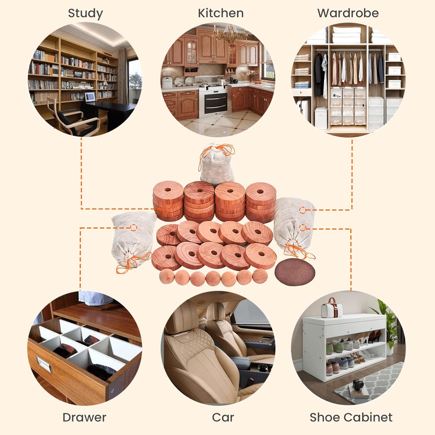 Homode Cedar Chips and 40 Pack Sachets for Storage