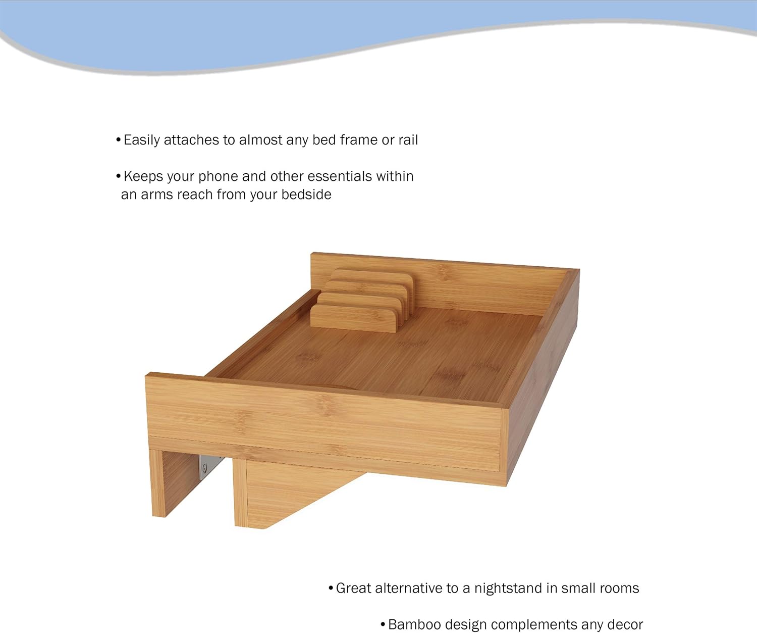 Lavish Home Bamboo Floating Nightstand - Compact Bedroom Storage Shelf