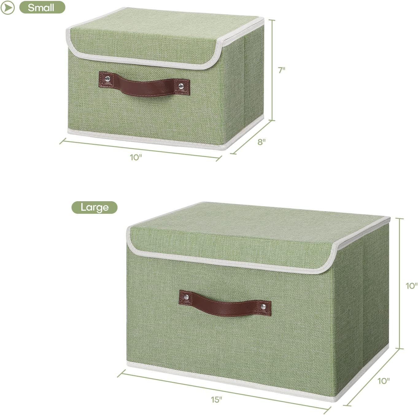 ANMINY Small Lidded Storage Bin with PU Handles